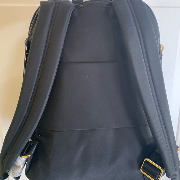 NWT TUMI Voyageur Dori Black Nylon Gold Backpack - Picture 7 of 8